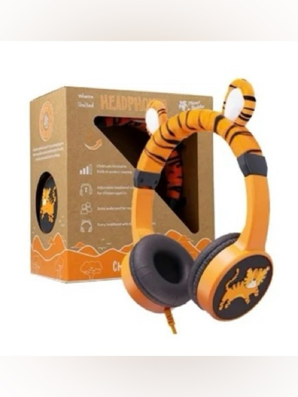 Planet Buddies Charlie the Tiger Furry Wired Headphones